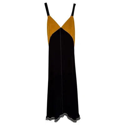 Pre-owned Proenza Schouler Silk Chiffon Bead Trim Maxi Dress Us 2 Crochet & Velvet In Black