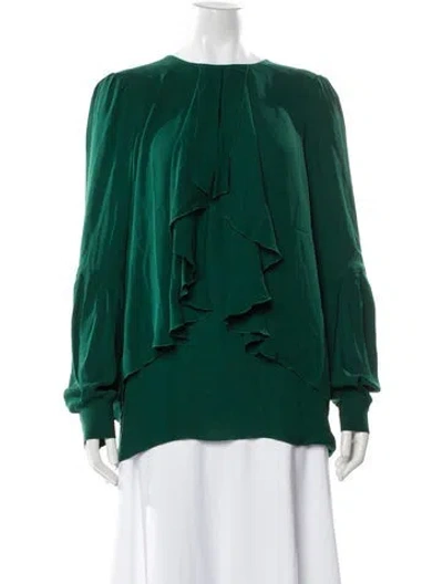 Pre-owned Proenza Schouler Silk Crew Neck Blouse In Green