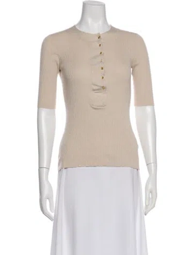 Pre-owned Proenza Schouler Silk Crew Neck Polo In Neutral