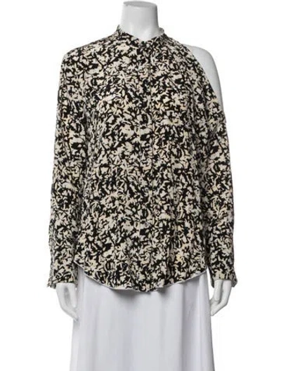 Pre-owned Proenza Schouler Silk Floral Print Blouse In Black/neutrals