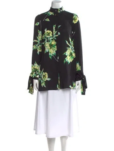 Pre-owned Proenza Schouler Silk Floral Print Blouse In Multi