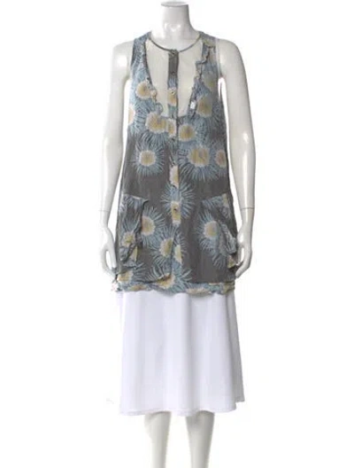 Pre-owned Proenza Schouler Silk Floral Print Blouse In Multi