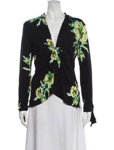 Pre-owned Proenza Schouler Silk Floral Print Blouse In Multi