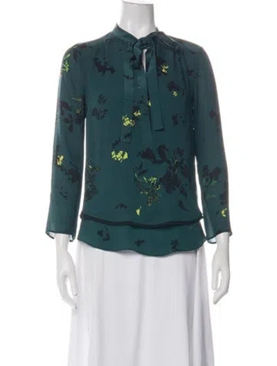 Pre-owned Proenza Schouler Silk Floral Print Blouse In Multicolor