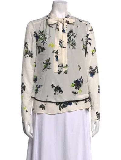 Pre-owned Proenza Schouler Silk Floral Print Blouse In Neutral