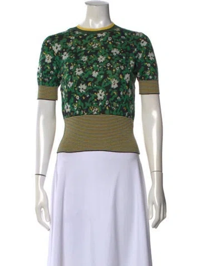 Pre-owned Proenza Schouler Silk Floral Print Sweater In Green