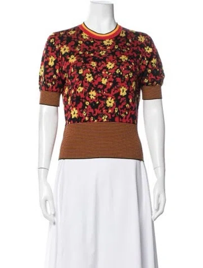 Pre-owned Proenza Schouler Silk Floral Print Sweater W/ Tags In Black