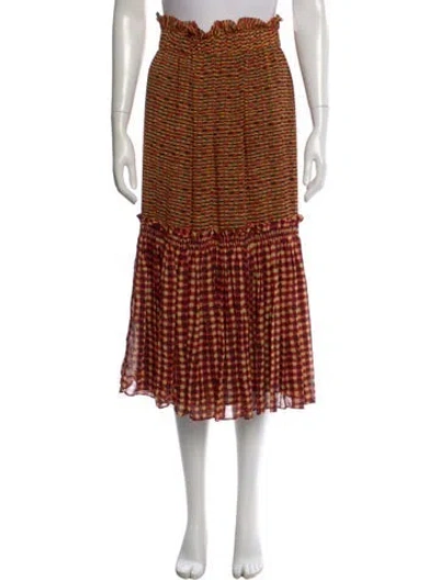 Pre-owned Proenza Schouler Silk Midi Length Skirt In Orange