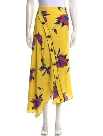 Pre-owned Proenza Schouler Silk Midi Length Skirt In Yellow