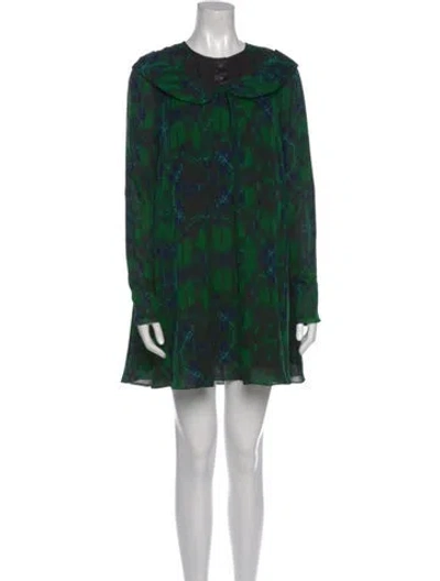 Pre-owned Proenza Schouler Silk Mini Dress In Green
