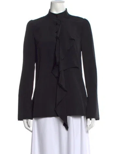 Pre-owned Proenza Schouler Silk Mock Neck Blouse In Black