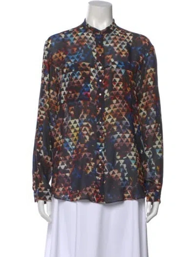 Pre-owned Proenza Schouler Silk Patterned Blouse In Blue
