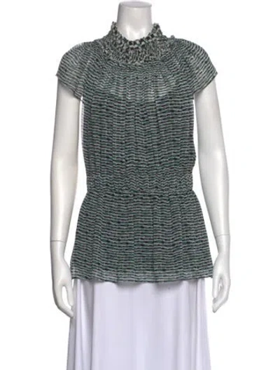Pre-owned Proenza Schouler Silk Patterned Blouse In Green