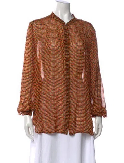 Pre-owned Proenza Schouler Silk Patterned Blouse In Orange