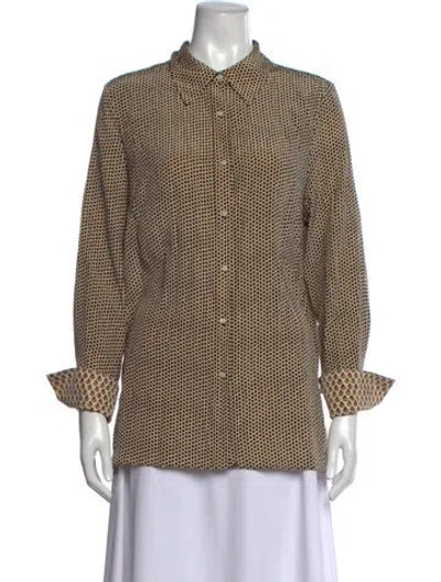 Pre-owned Proenza Schouler Silk Polka Dot Print Blouse In Neutrals