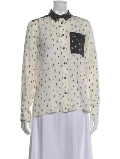 Pre-owned Proenza Schouler Silk Polka Dot Print Blouse In White