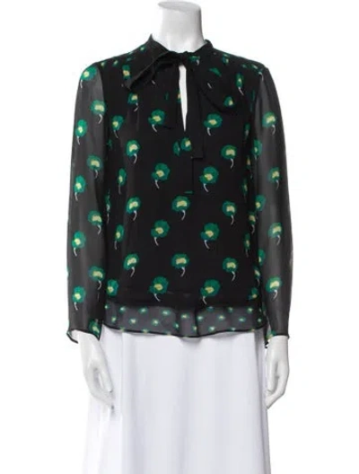 Pre-owned Proenza Schouler Silk Printed Blouse In Black