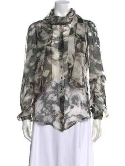 Pre-owned Proenza Schouler Silk Printed Blouse In Black