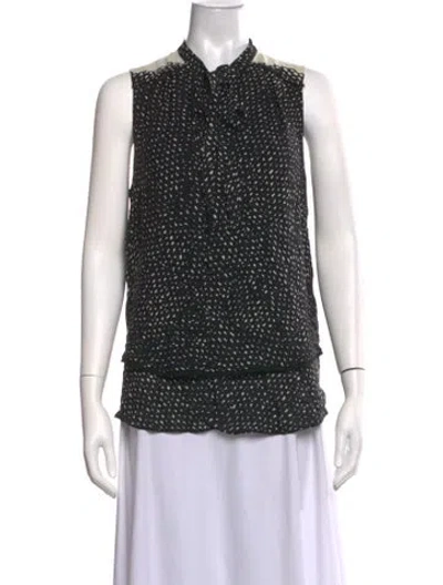Pre-owned Proenza Schouler Silk Printed Blouse In Black