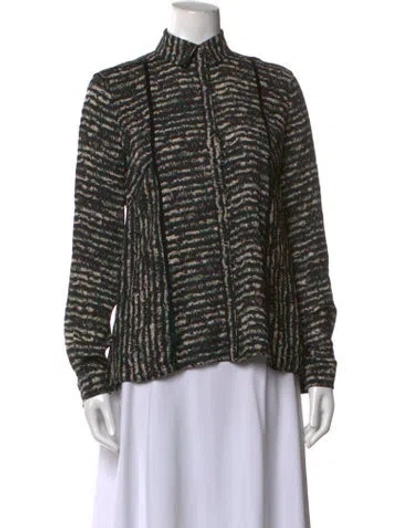 Pre-owned Proenza Schouler Silk Printed Blouse In Black