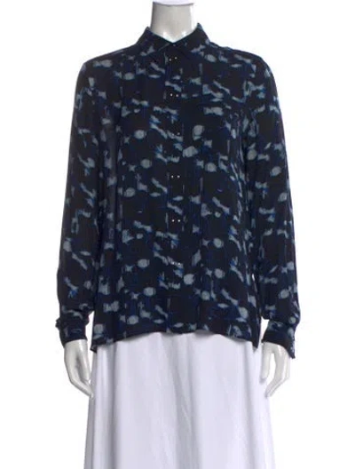 Pre-owned Proenza Schouler Silk Printed Blouse In Blue