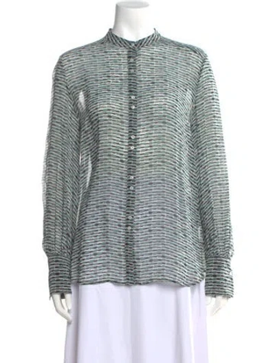 Pre-owned Proenza Schouler Silk Printed Blouse In Green