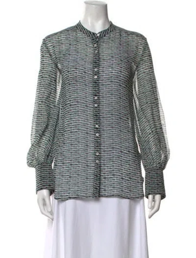 Pre-owned Proenza Schouler Silk Printed Blouse In Green