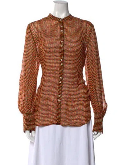 Pre-owned Proenza Schouler Silk Printed Blouse In Orange