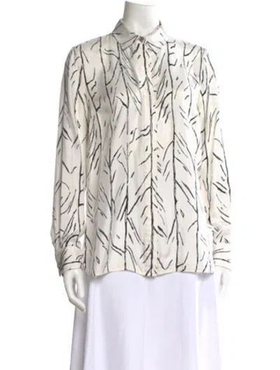 Pre-owned Proenza Schouler Silk Printed Blouse In White
