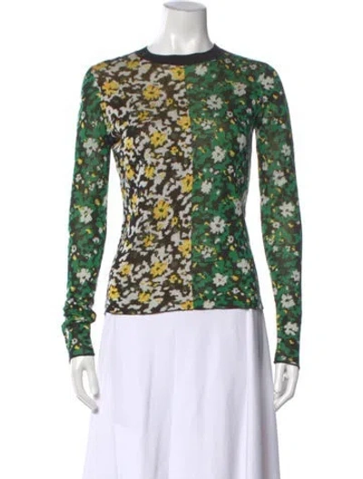 Pre-owned Proenza Schouler Silk Printed Sweater In Green