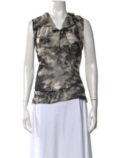 Pre-owned Proenza Schouler Silk Printed Top In Black