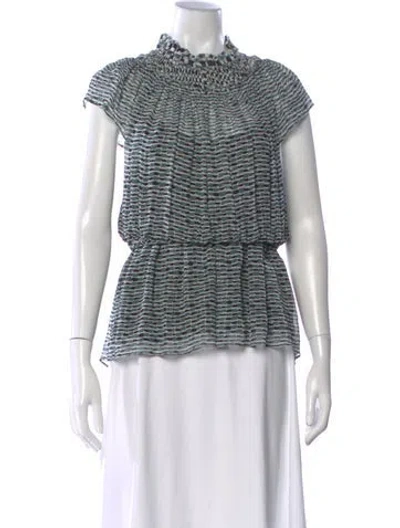Pre-owned Proenza Schouler Silk Printed Top In Green