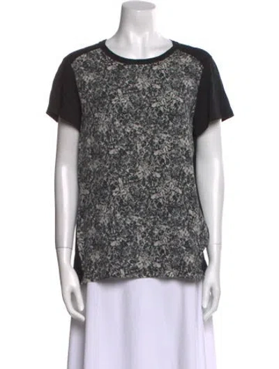Pre-owned Proenza Schouler Silk Printed T-shirt In Black