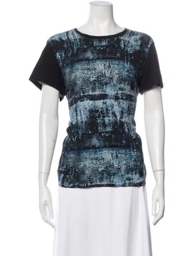 Pre-owned Proenza Schouler Silk Printed T-shirt In Blue