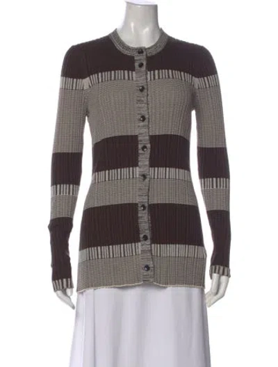 Pre-owned Proenza Schouler Silk Striped Sweater In Brown