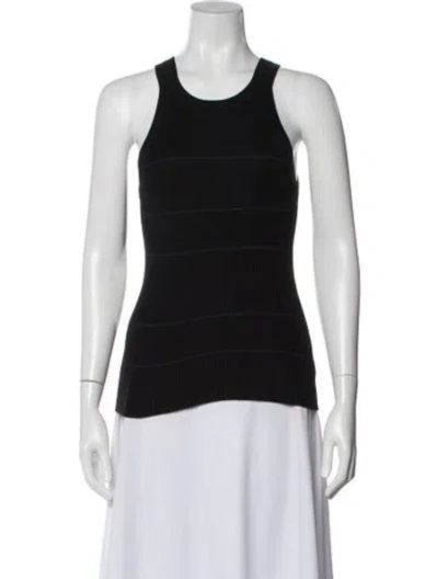 Pre-owned Proenza Schouler Silk Striped Top In Black