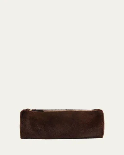 Proenza Schouler Silo Large Shearling Clutch Bag In Brown