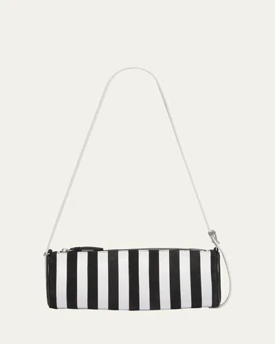 Proenza Schouler Silo Striped Napa Leather Shoulder Bag In Black/white