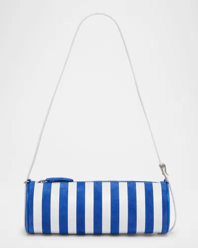 Proenza Schouler Silo Striped Napa Leather Shoulder Bag In Cobalt/white