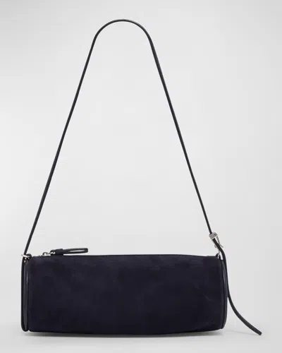 Proenza Schouler Silo Zip Suede & Leather Shoulder Bag In Deep Navy