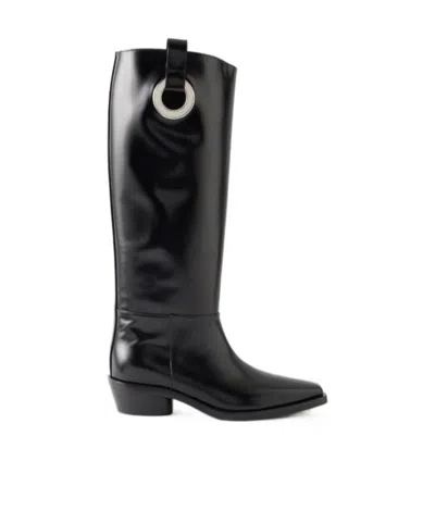Proenza Schouler Bronco Grommet Embellished Leather Knee-high Boots In Black