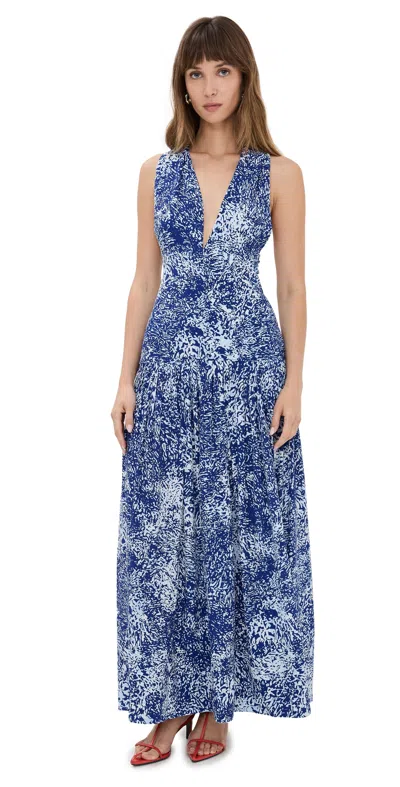 Proenza Schouler Simone Printed Maxi Dress In Cobalt Multi