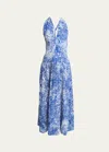 Proenza Schouler Simone Printed Maxi Dress In Cobalt Multi