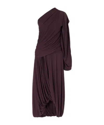 Proenza Schouler Gabri Draped One-shoulder Jersey Midi Dress In Burgundy