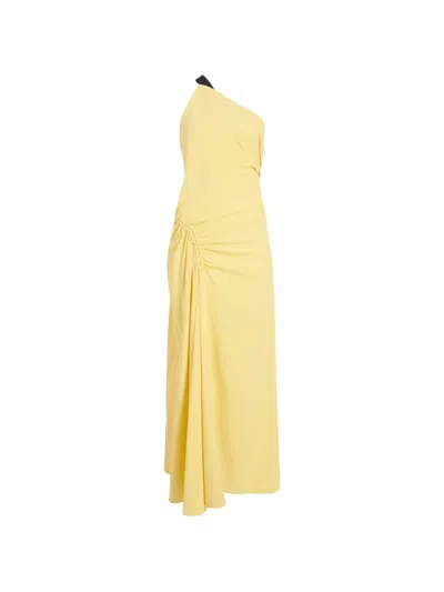 Proenza Schouler Sirena Crinkled One-shoulder Maxi Dress In Yellow
