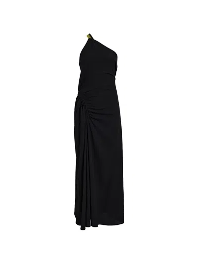 Proenza Schouler Sirena One-shoulder Ruched Maxi Dress In Black