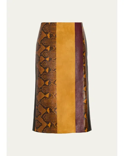 Proenza Schouler Sirine Colorblock Pyhton-print Leather Skirt In Multi