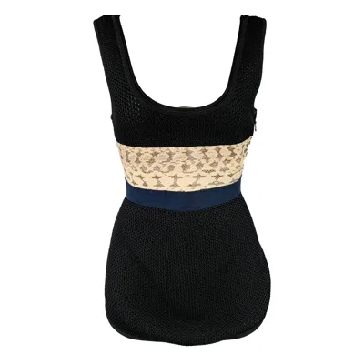 Pre-owned Proenza Schouler Size M Black Beige Polyester Blend Mixed Fabrics Casual Top