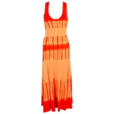 Pre-owned Proenza Schouler Size S Orange Viscose Tie Dye Crossback Maxi Dress