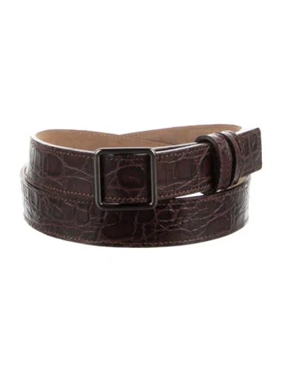 Pre-owned Proenza Schouler Skinny Embossed Leather Belt In Brown